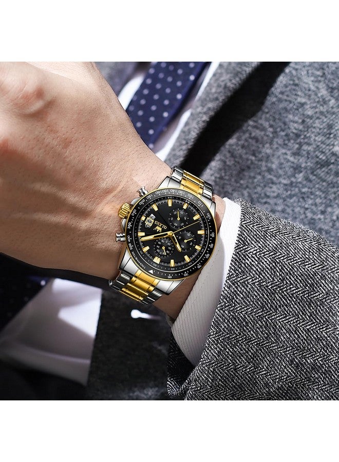 OLEVS Watches for Mens Luxury Dress Analog Quartz Gold Stainless Steel Wrist Watch Color Multifunction Chronograph Waterproof Date Man Watch - Image 2