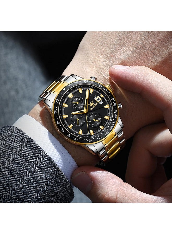 OLEVS Watches for Mens Luxury Dress Analog Quartz Gold Stainless Steel Wrist Watch Color Multifunction Chronograph Waterproof Date Man Watch - Image 4