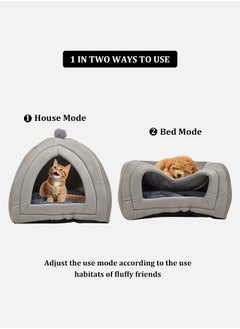 MAJIBAO Cat bed for indoor cats, a Triangle cat cave with removable soft cushion, 2-in-1 comfortable pet bed, Suitable for small pets like kittens, rabbits, and small dogs 55 cm (Grey)  - Image 4