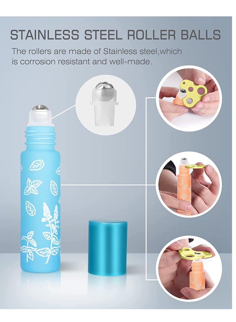 زجاجات دوارة للزيوت العطرية، زجاجة دوارة سعة 10 مل مع كرات من الفولاذ المقاوم للصدأ، زجاجات عينات عطر شفافة قابلة لإعادة الملء، متضمنة فتاحة وقطارة - Image 5