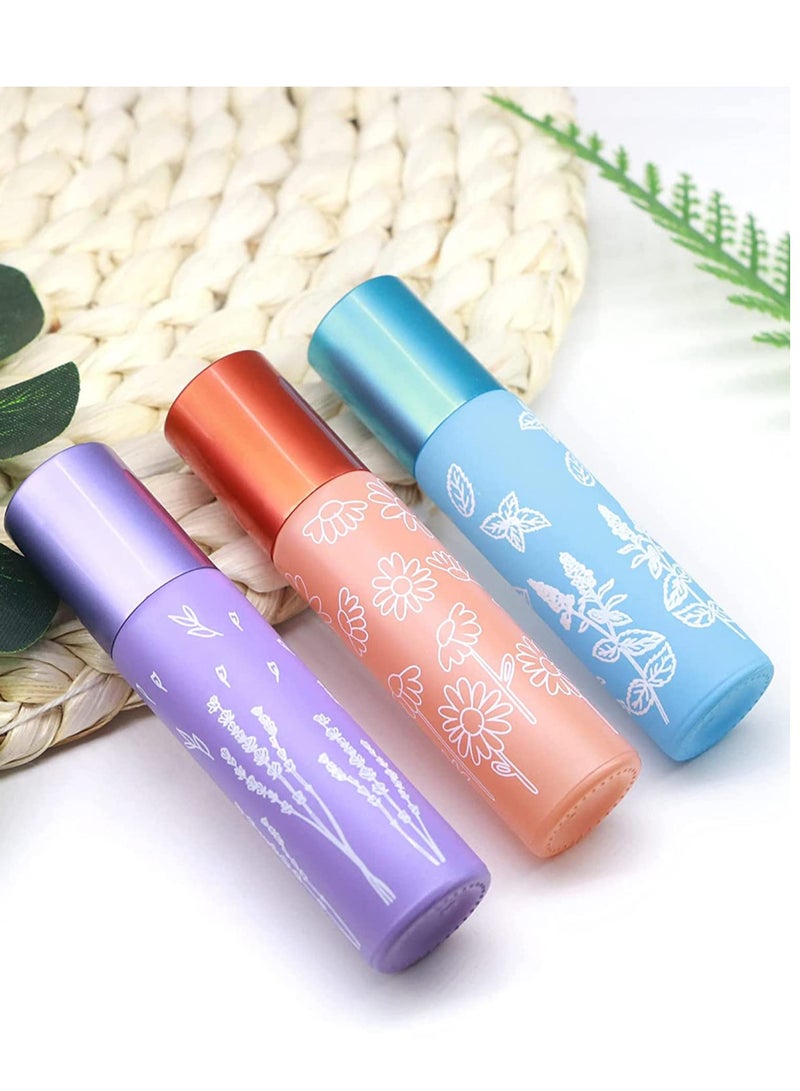 زجاجات دوارة للزيوت العطرية، زجاجة دوارة سعة 10 مل مع كرات من الفولاذ المقاوم للصدأ، زجاجات عينات عطر شفافة قابلة لإعادة الملء، متضمنة فتاحة وقطارة - Image 2