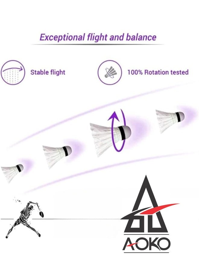 AOKO Super Cork Feather Shuttlecocks for Badminton - Durable Goose Feather | Stable Flight | High Speed | Tournament Grade - Pack of 10 | White - Image 3
