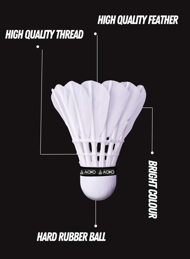 AOKO Super Cork Feather Shuttlecocks for Badminton - Durable Goose Feather | Stable Flight | High Speed | Tournament Grade - Pack of 10 | White - Image 2