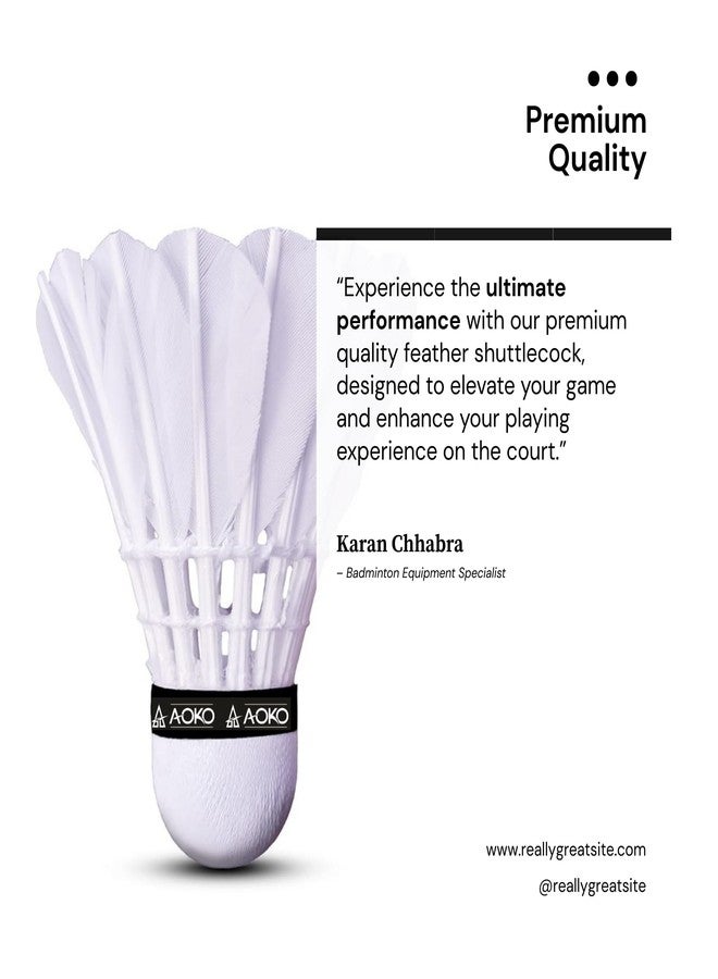 AOKO Super Cork Feather Shuttlecocks for Badminton - Durable Goose Feather | Stable Flight | High Speed | Tournament Grade - Pack of 10 | White - Image 5