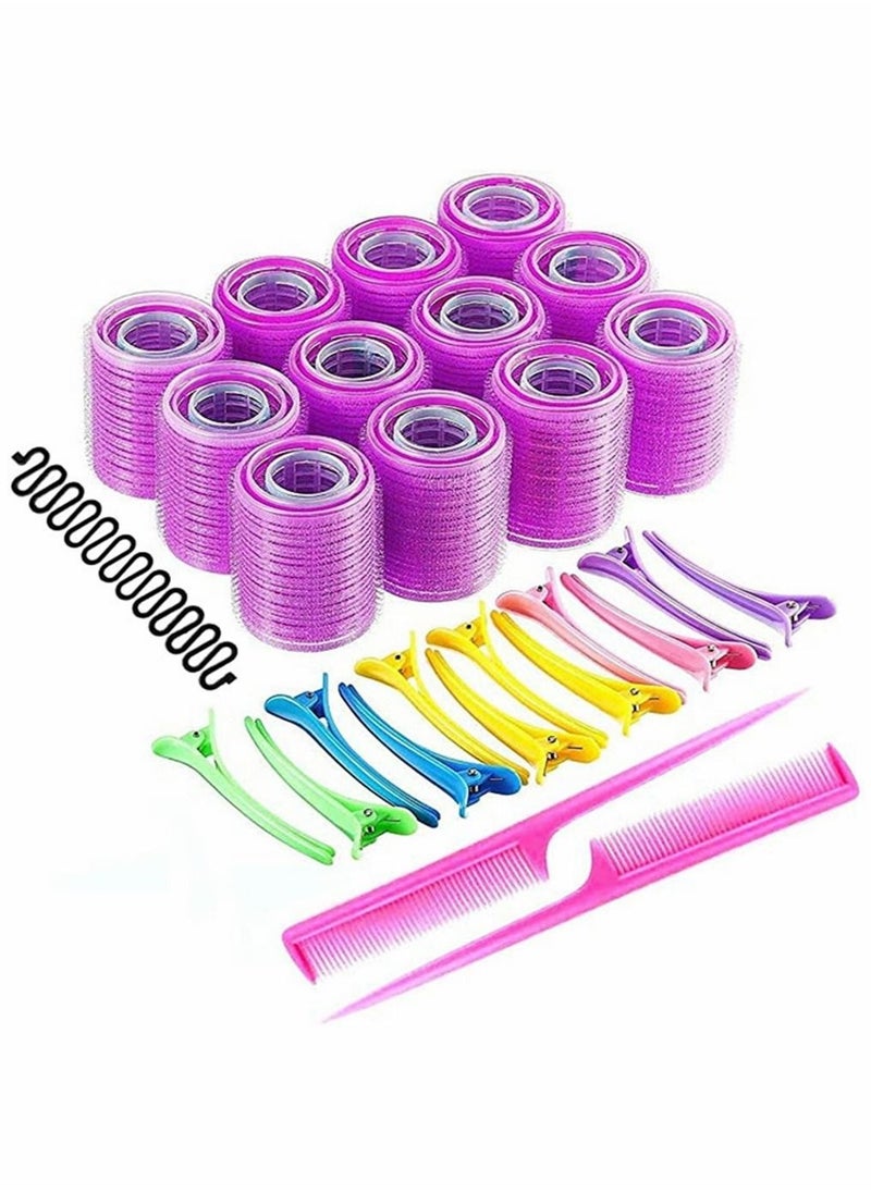 HomarKet 51Pcs Hair Rollers Set - 36Pcs Self Grip Hair Curlers with 12Pcs Hair Clips +2pcs combs+1pcs hair dispenser - DIY Hairstyle Rollers Hair Curlers for Women Girls Long Medium Short Hair  - Image 1