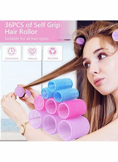 HomarKet 51Pcs Hair Rollers Set - 36Pcs Self Grip Hair Curlers with 12Pcs Hair Clips +2pcs combs+1pcs hair dispenser - DIY Hairstyle Rollers Hair Curlers for Women Girls Long Medium Short Hair  - Image 2