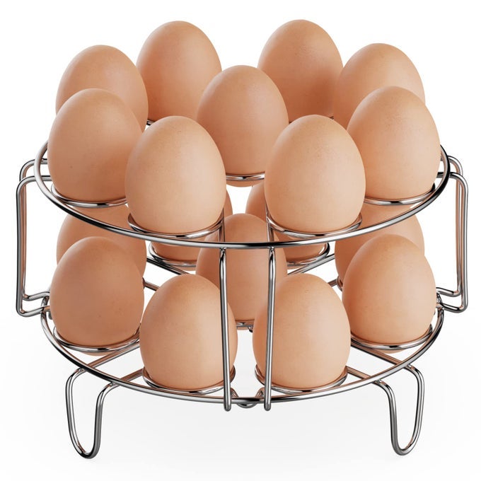 EGG STEAMER RACK STAINLESS STEEL TRIVET FOR 6 8 QUART PRESSURE COOKER COOKS 18 EGGS STACKABLE STEAMING HOLDERS FOR INSTANT POT ACCESSORIES 2 PACKS