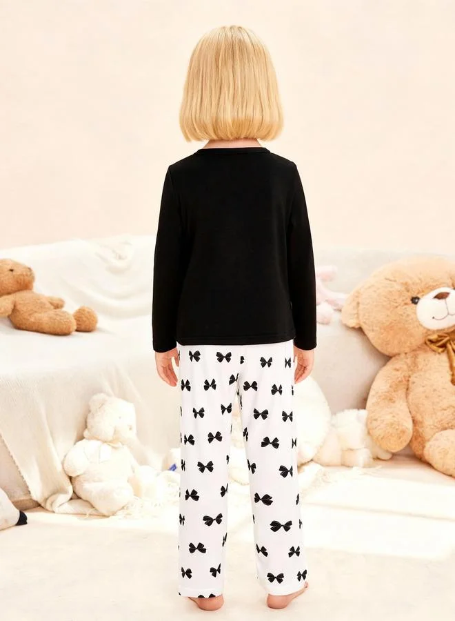 Take Two  Girls Bow Print Top And Pyjama Set for Women | Best Price UAE