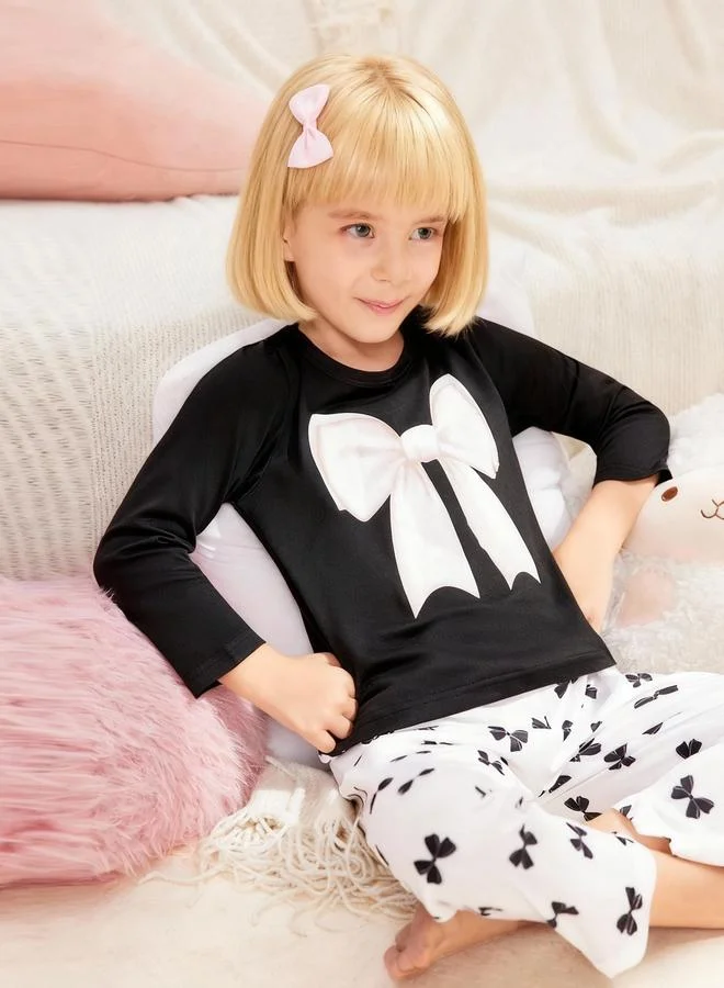 Take Two  Girls Bow Print Top And Pyjama Set for Women | Best Price UAE