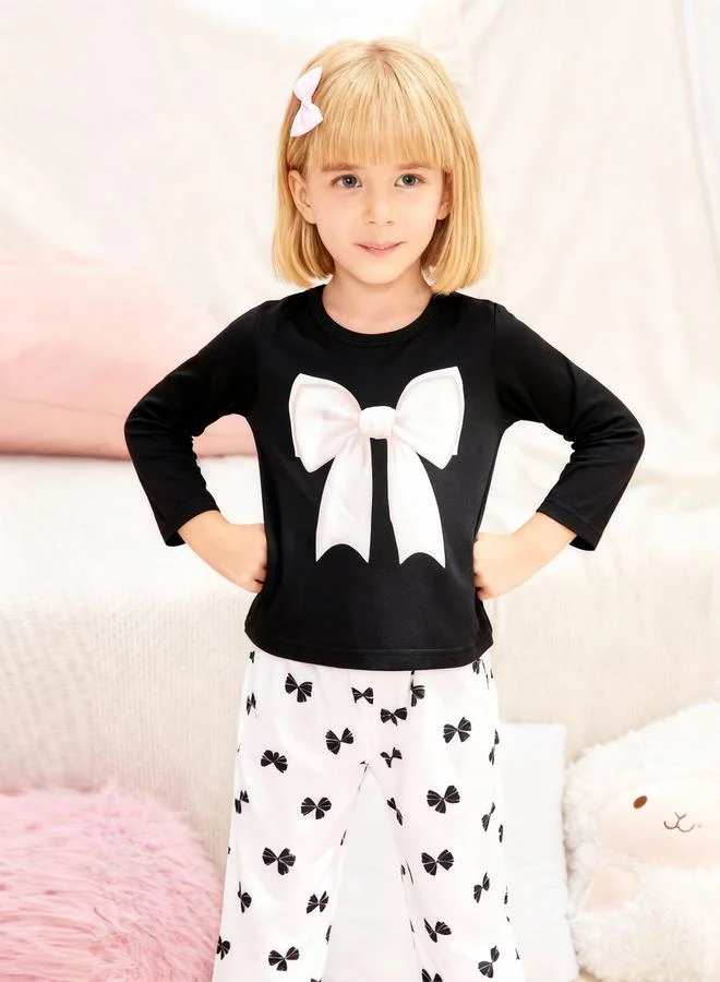 Take Two  Girls Bow Print Top And Pyjama Set for Women | Best Price UAE