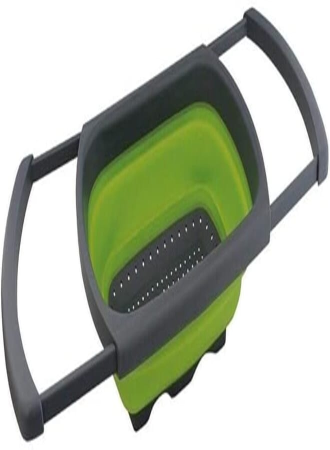 مصفاة سيليكون قابلة للطي من ويلسون، سعة 3.8 لتر - سلة تصفية خضراوات فوق الحوض، بمقبض قابل للتمديد