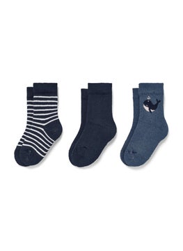 Tchibo Toddlers Boy 3 Pair Textured Socks, Navy  - Image 1