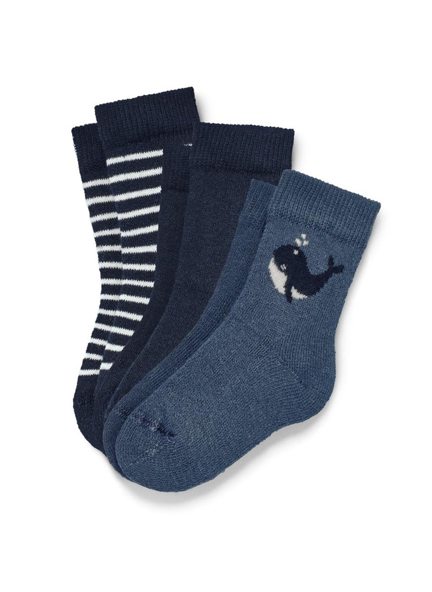 Tchibo - Toddlers Boy 3 Pair Textured Socks, Navy - Image 1