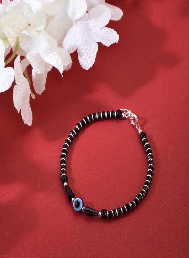 Dhruvs Collection 925 Silver Evil Eye Nazariya with Black Crystals 92.5% Pure Silver Bracelet for Women & Girls (Black) - Image 3