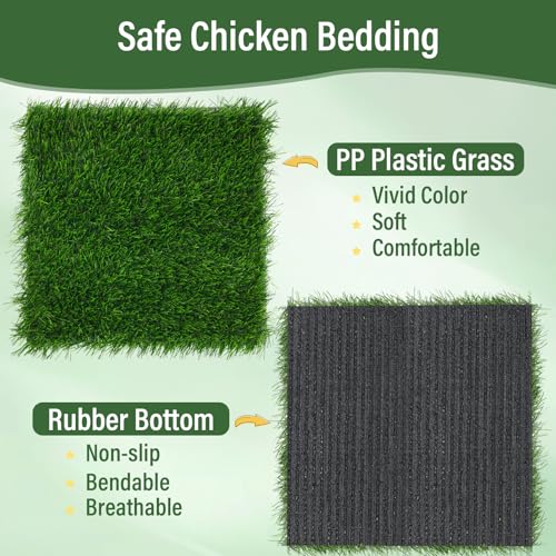 Jollidecor 6 PCS Nesting Pads for Chicken Coop-12''x12'', Washable Artificial Grass Box Liners for Laying Eggs, Green and Light Brown Chicken Bedding for Nesting Box, Pets, Garden Indoor Outdoor - Image 4