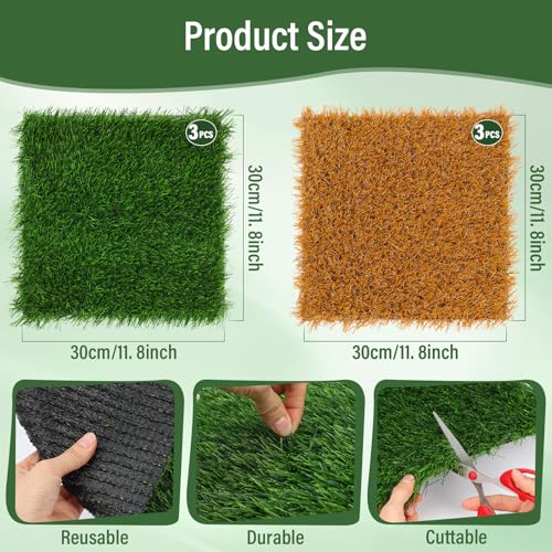 Jollidecor 6 PCS Nesting Pads for Chicken Coop-12''x12'', Washable Artificial Grass Box Liners for Laying Eggs, Green and Light Brown Chicken Bedding for Nesting Box, Pets, Garden Indoor Outdoor - Image 3