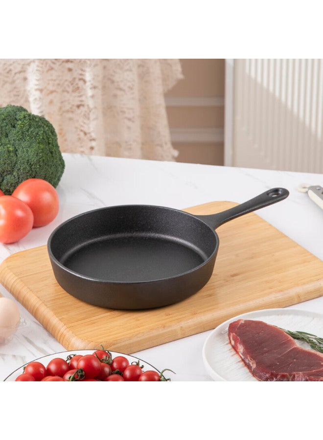 Telssida Thick Cast Iron Small Flat-bottom Pan, Steak Griddle, Non-stick Egg Pan, Baby Food Pot, Raw Iron Breakfast Pan, Slightly Concave Oil-gathering Pa - Image 2