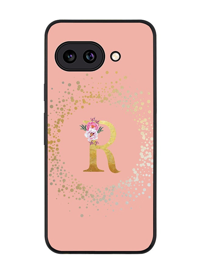 Stylizedd For Google Pixel 9a Case,Slim fit Camera Protection, Shockproof Thin Phone cover  - Custom Monogram Floral - R  (Rose Pink )