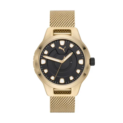 بوما Analog Quartz Watch for Men With Gold Stainless Steel Band- 5 ATM - PU P5006