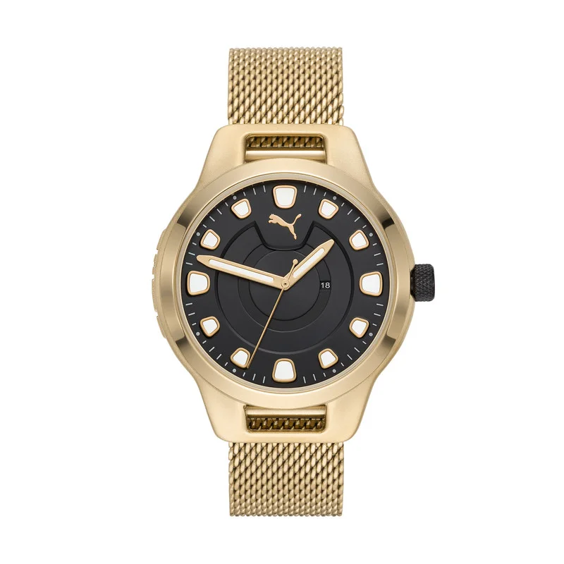 PUMA Analog Quartz Watch for Men With Gold Stainless Steel Band- 5 ATM - PU P5006