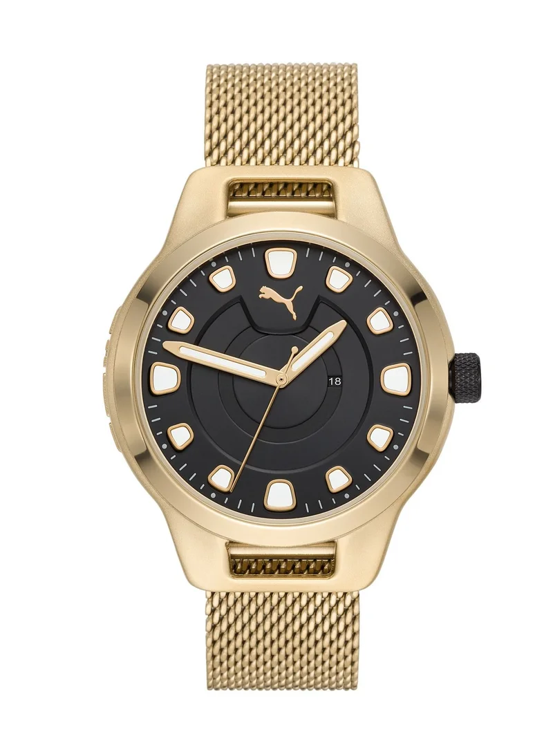 PUMA Analog Quartz Watch for Men With Gold Stainless Steel Band- 5 ATM - PU P5006