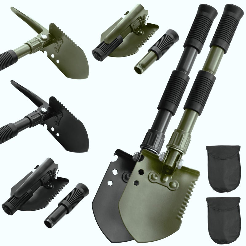 Tentogala Folding Camping Shovel, Carbon Steel Multi-Tool Survival Shovel for Outdoor, Emergency, Hiking, Car Off-Road (2-Pack) - Image 1