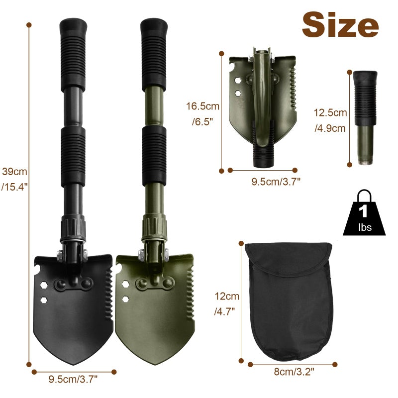 Tentogala Folding Camping Shovel, Carbon Steel Multi-Tool Survival Shovel for Outdoor, Emergency, Hiking, Car Off-Road (2-Pack) - Image 2