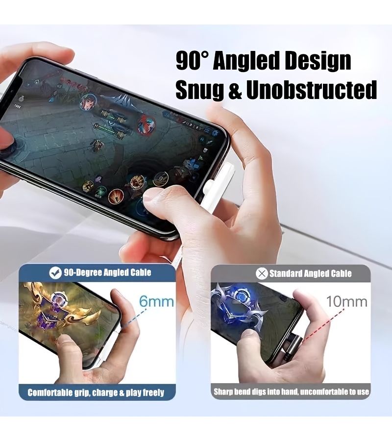 كابل شحن سريع 2M 6A USB C بقدرة 120 واط بزاوية قائمة 90 درجة Type C متوافق - Image 3