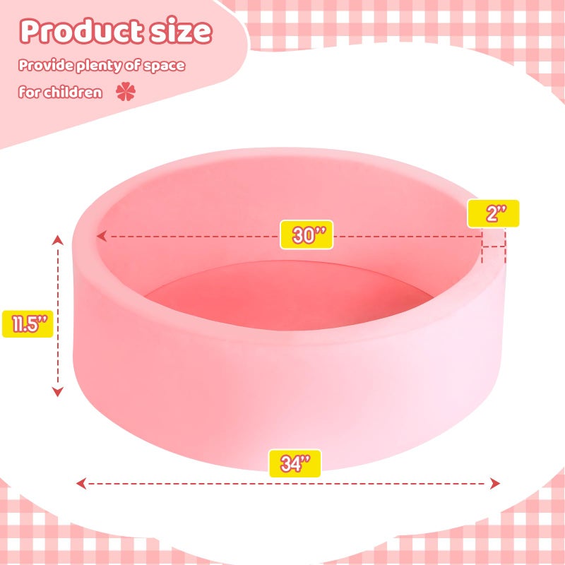 Wilwolfer Foam Ball Pit for Toddlers  Large Baby Ball Pit for Babies with Soft Memory Sponge  Indoor Outdoor Baby Playpen  Kids Play Ball Pool  Gift Toys for Infants Boys and Girls (Pink  NO Balls) - Image 5