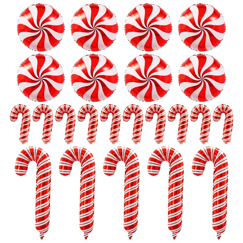 KHC-KHF ChristmasBalloon CandycaneBalloon 23PCS Christmas Candy Cane Foil Balloons Xmas Photo Backdrop Theme New Year Decoration Home Party Supplies - Image 3