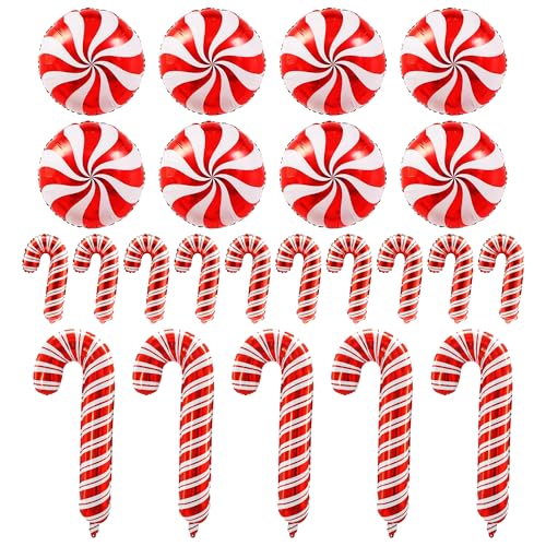 KHC-KHF ChristmasBalloon CandycaneBalloon 23PCS Christmas Candy Cane Foil Balloons Xmas Photo Backdrop Theme New Year Decoration Home Party Supplies - Image 1