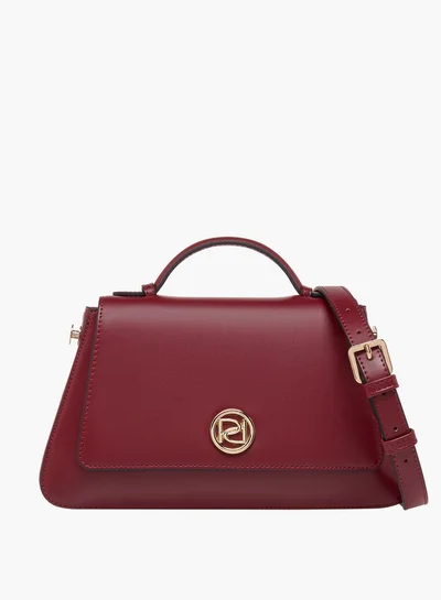 Paprika Solid Satchel Bag with Button Closure