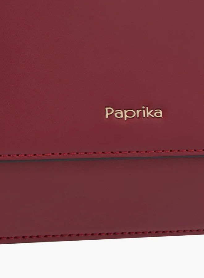 Paprika Solid Satchel Bag with Button Closure