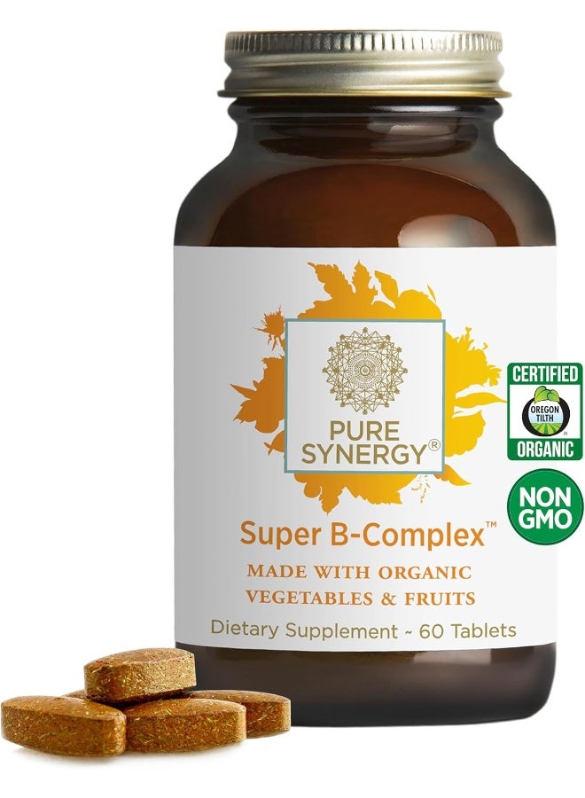 بيور سينرجي سوبر بي كومبلكس | مركب فيتامين ب المصنوع من الأطعمة العضوية الكاملة | مكمل نباتي يحتوي على فيتامين ب12 الطبيعي والنياسين والفولات | لدعم الطاقة والتركيز والمزاج (60 قرصًا) - Image 1