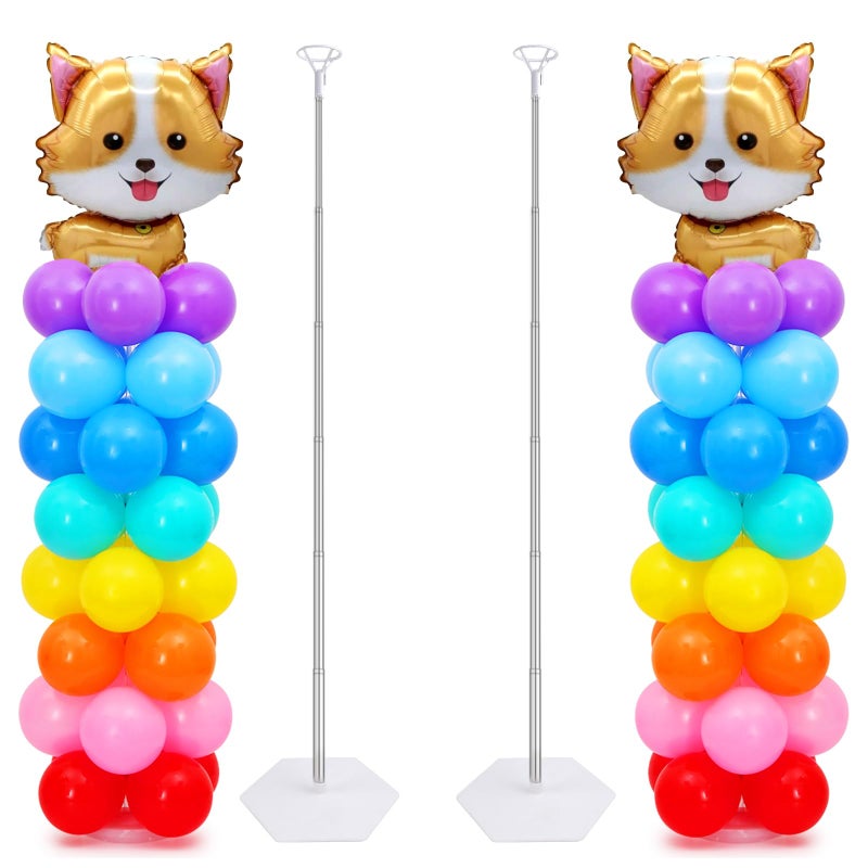 Chamvis 2 Set Balloon Column Kit - 6.56 feet Balloon Column Stand with Base for Baby Shower, Birthday Party, Graduation, Wedding Kids Party Centerpieces Decorations - Image 1