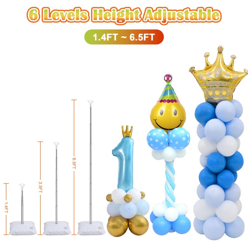 Chamvis 2 Set Balloon Column Kit - 6.56 feet Balloon Column Stand with Base for Baby Shower, Birthday Party, Graduation, Wedding Kids Party Centerpieces Decorations - Image 2