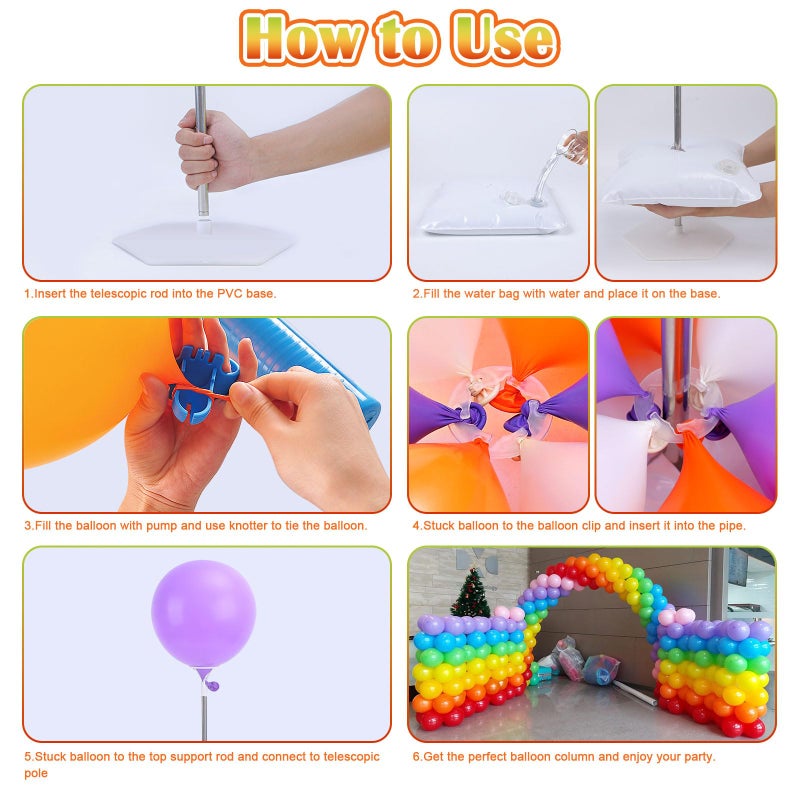 Chamvis 2 Set Balloon Column Kit - 6.56 feet Balloon Column Stand with Base for Baby Shower, Birthday Party, Graduation, Wedding Kids Party Centerpieces Decorations - Image 3