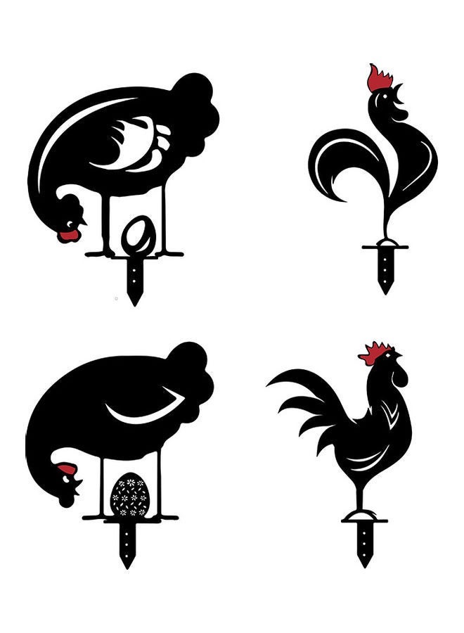 NIBEMINENT 4-Piece Chicken Yard Art Set Black