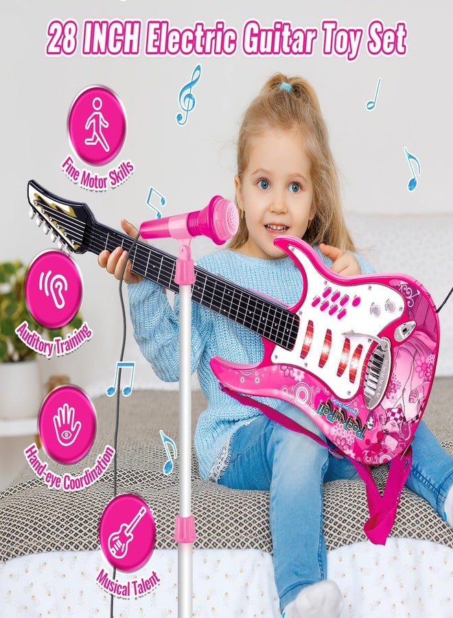 deAO Musical Guitar Play Set,Adjustable Height Microphone,Amplifier Set with Stand,Music Light Karaoke Music Toys Birthday for Kids Boys Girls - Image 3
