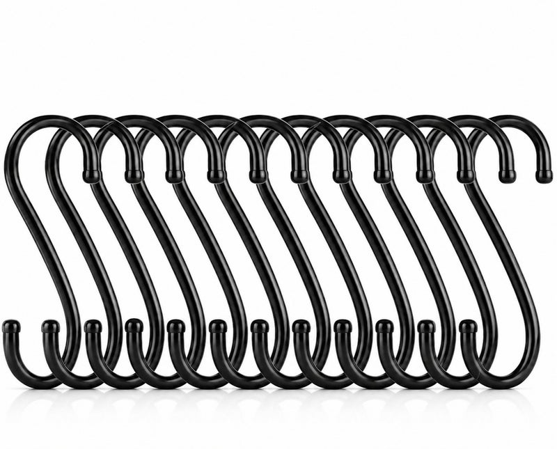 Dunekart Heavy Duty S Hooks 12 Pack, Stainless Steel Metal Hanging Hooks for Kitchen Utensils Pots Pans Clothes, Closet Organizer Rod Hangers -Black - Image 3
