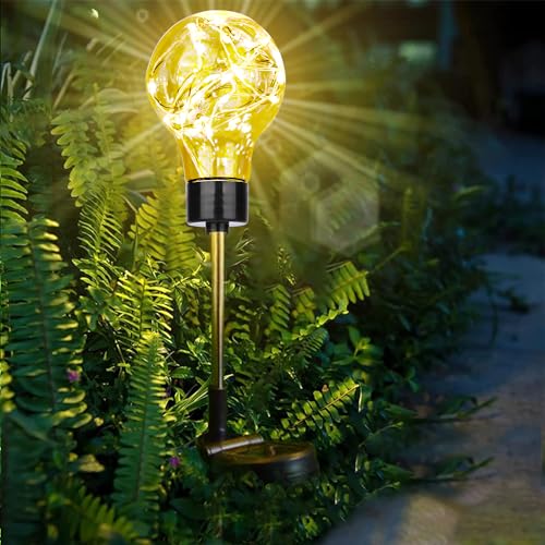 GIGAWATTS GW-907 Solar Outdoor Ball Lamp 20 LED Lightbulb Stake Lantern with 2V Panel 600 mAh Battery BIS Approved IP65 Waterproof Decorative Light for Garden Yard (Pack of 1, Warm White) - Image 1