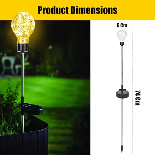 GIGAWATTS GW-907 Solar Outdoor Ball Lamp 20 LED Lightbulb Stake Lantern with 2V Panel 600 mAh Battery BIS Approved IP65 Waterproof Decorative Light for Garden Yard (Pack of 1, Warm White) - Image 3