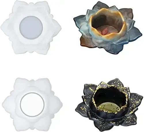 Snoogg SNOOGG ™Pack of 1 Lotus Tea Light, Astray, Show Piece Silicone Molds for Epoxy Resin Casting for Event, Resin Art Casting, Epoxy, Wedding,Valentine,Anniversary Gift  - Image 1
