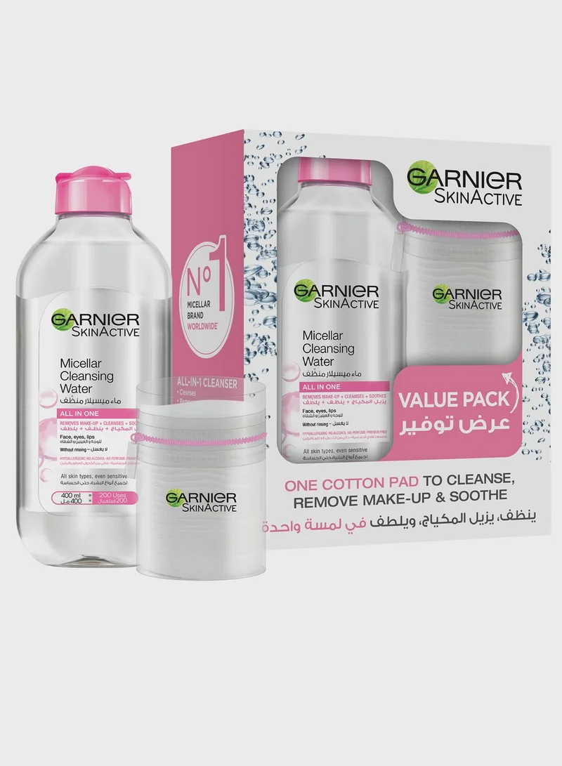garnier SkinActive Micellar Cleansing Water Classic 400ml + Cotton Pads