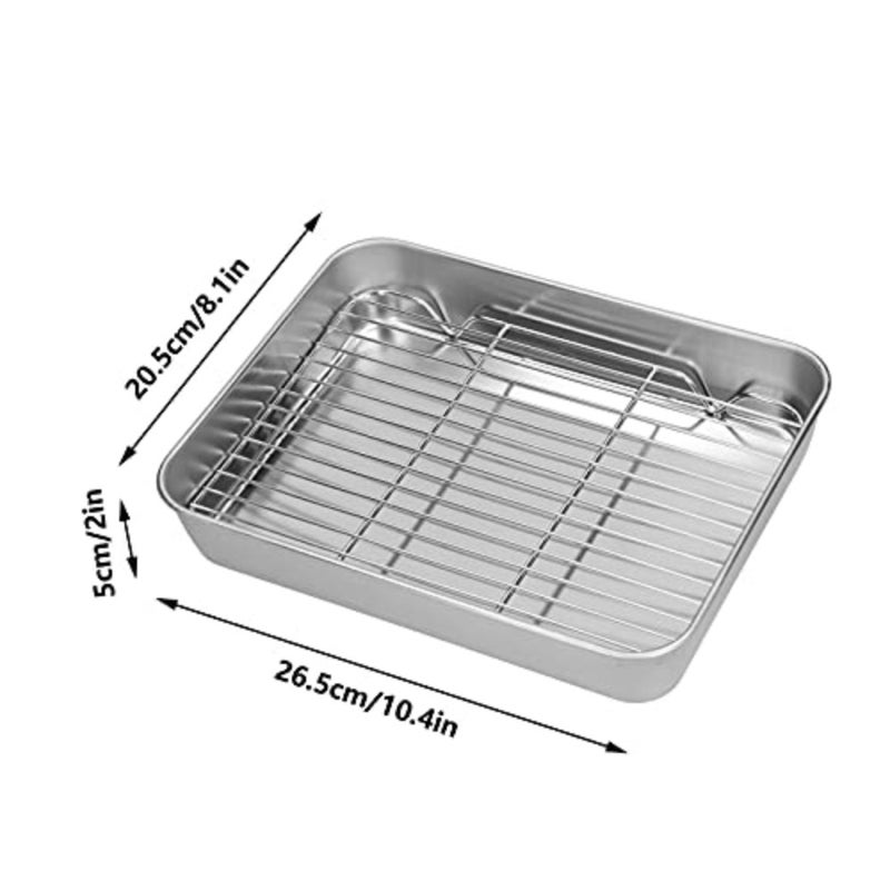 Roasting Pan, Stainless Steel Roasting Pan and Rack Set Rectangular Shaped Turkey Roaster with Rack for Cooking Baking - Image 3
