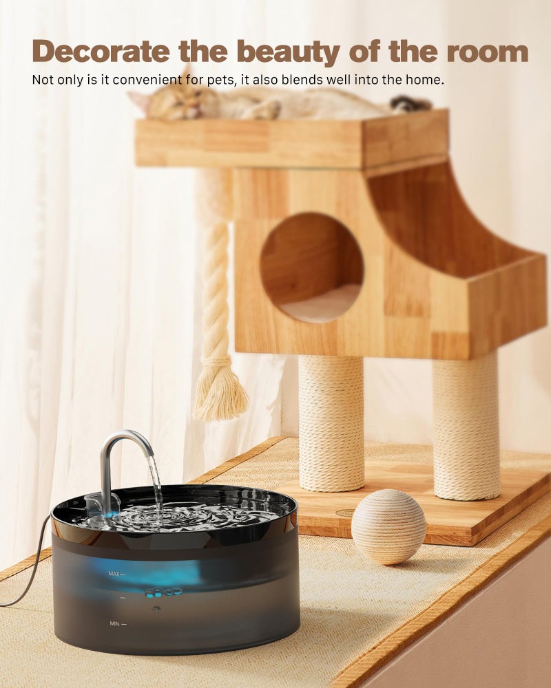 BEMOONY Cat Water Fountain: 108oz/3.2L Cat Fountain Super Silent Pet Drinking Dispenser - Water Fountains for Kitty Indoor - Quiet Pump and Faucet Design - Suitable for Cats and Dogs - BEMOONY - Image 2