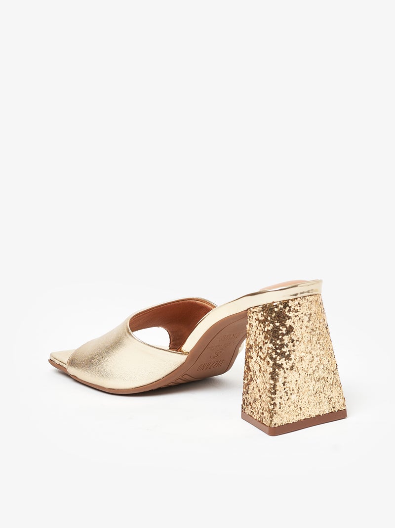 VIZZANO High Heel Sandals for Ladies – GOLDEN Sandals with Slip On | Comfortable PU Upper & TPR Sole - Image 3