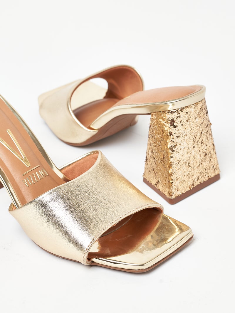 VIZZANO High Heel Sandals for Ladies – GOLDEN Sandals with Slip On | Comfortable PU Upper & TPR Sole - Image 4