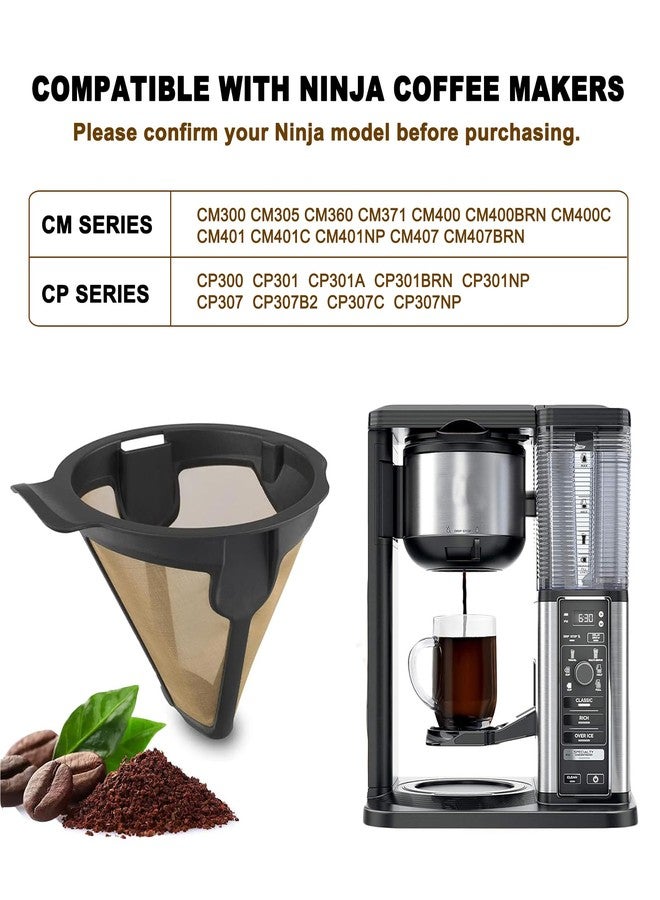 Wmazio Reusable Coffee Filter Basket for Ninja, Stainless Steel Cone Coffee Permanent Filters, Replacement Parts for Ninja Coffee Maker CM300/305/401|CP300/301/305/307/307C - Image 2