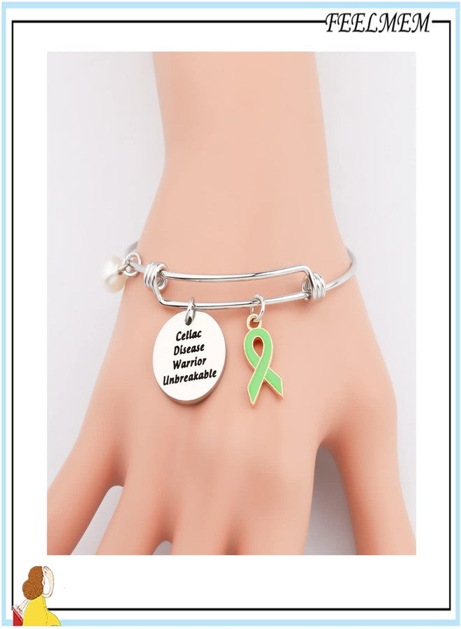 FEELMEM Celiac Disease Awareness Jewelry Celiac Disease Warrior Unbreakable Bracelet with Green Awareness Ribbon Charm Inspirational Cancer Survivor Gift (Celiac Diseas-bracelet) - Image 3